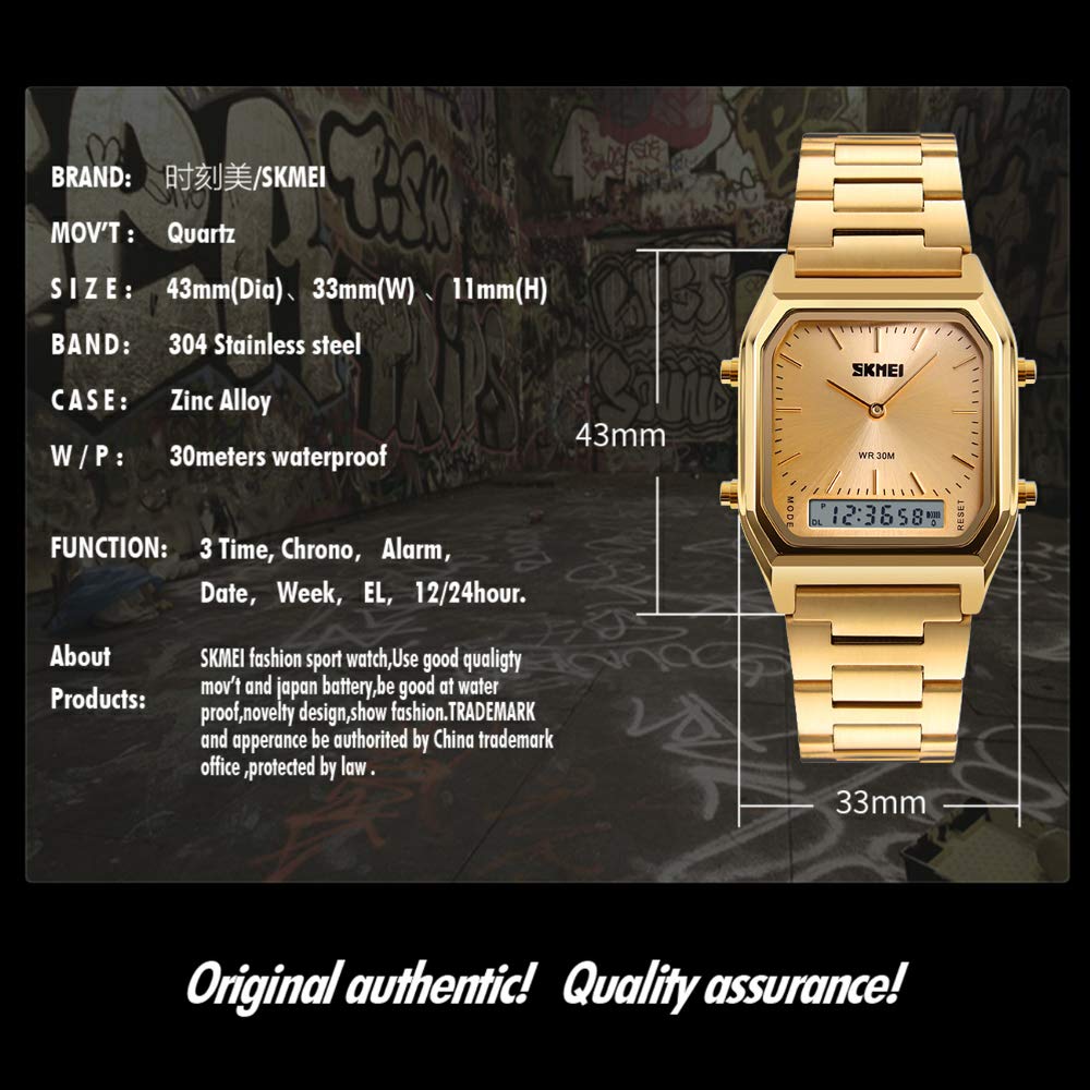 Foto 8 pulgar | Venta Internacional - Reloj Biden Gold Luxury Classic Business Multifunción Digit