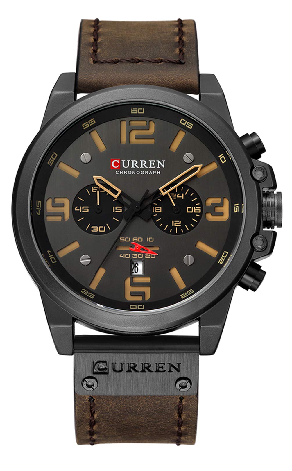 Venta Internacional - Reloj De Pulsera Tonnier Para Hombre, Deportivo, Militar, Piel, Cuarzo, 45 Mm