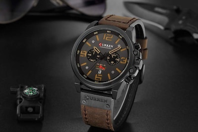 Foto 3 | Venta Internacional - Reloj De Pulsera Tonnier Para Hombre, Deportivo, Militar, Piel, Cuarzo, 45 Mm