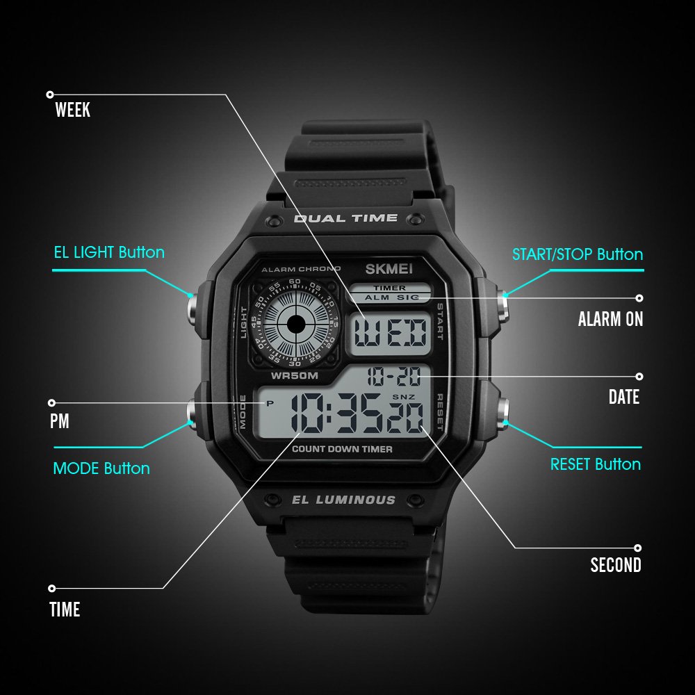 Foto 4 | Venta Internacional - Reloj De Pulsera Skmei Digital Sports A Prueba De Agua Para Hombre