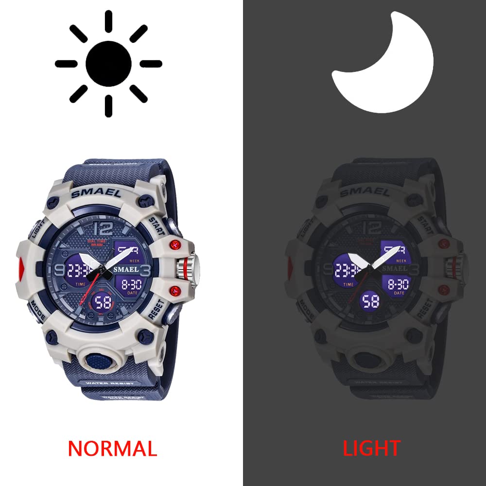 Foto 5 pulgar | Venta Internacional - Reloj Smael Para Hombre, Deportivo Militar, Doble Zona Horaria, 50 M, Impermeable