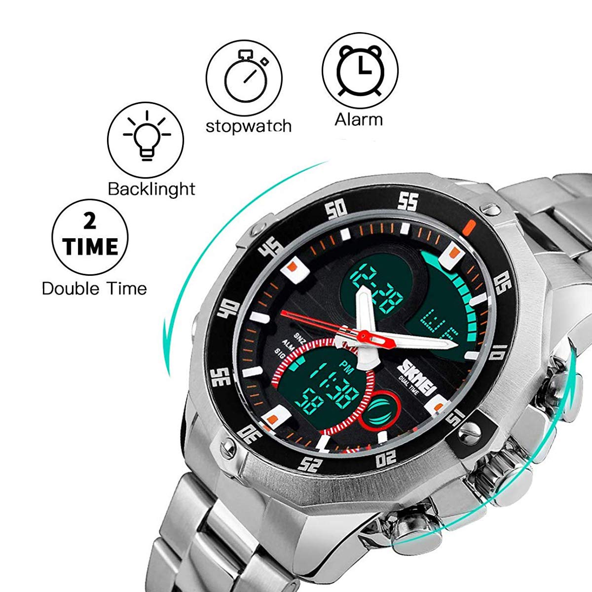 Foto 3 | Venta Internacional - Reloj Lb Liebig Silver Digital Analógico Resistente Al Agua Para Hombre