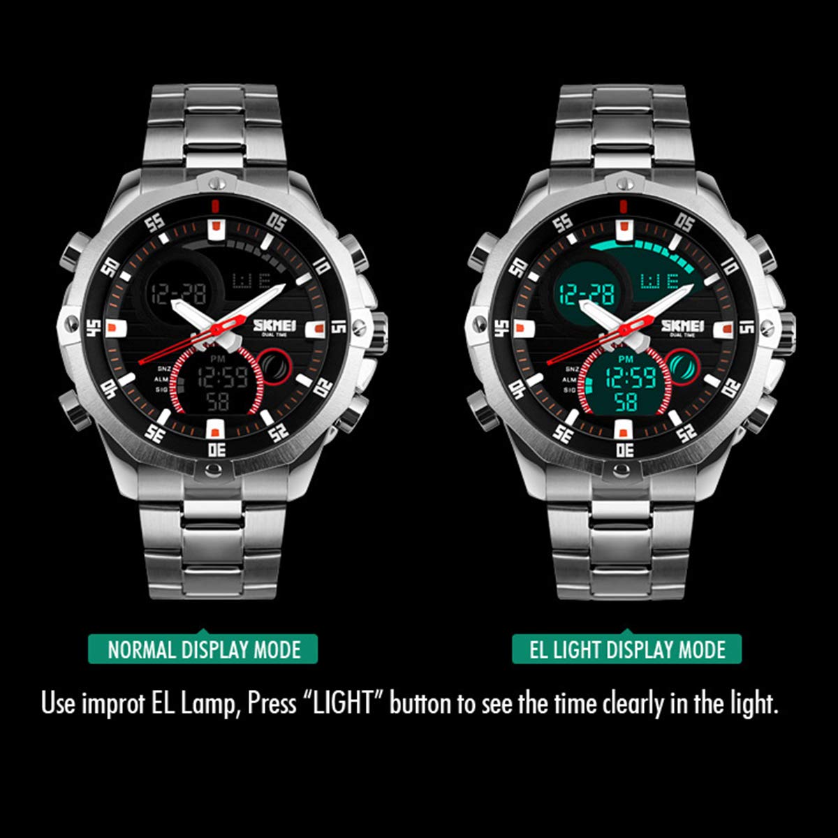 Foto 7 pulgar | Venta Internacional - Reloj Lb Liebig Silver Digital Analógico Resistente Al Agua Para Hombre