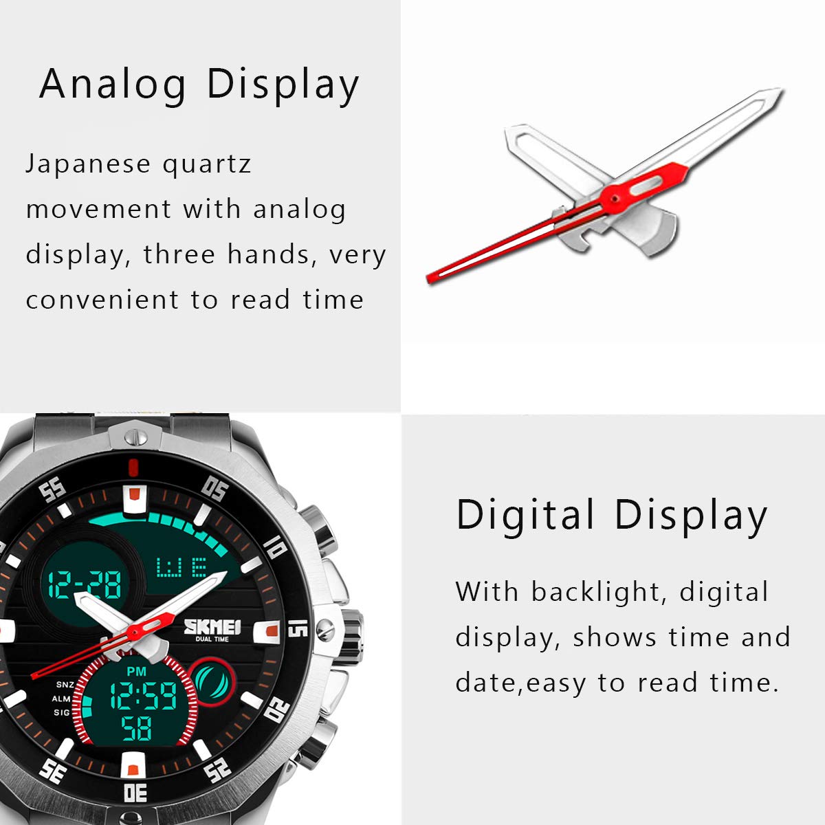 Foto 7 | Venta Internacional - Reloj Lb Liebig Silver Digital Analógico Resistente Al Agua Para Hombre