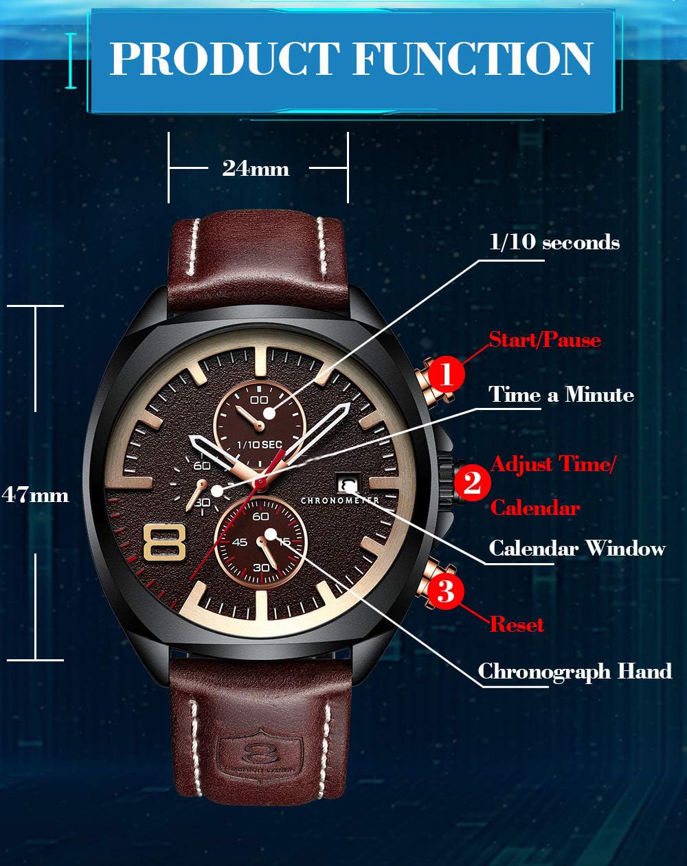 Foto 6 pulgar | Venta Internacional - Reloj Fanmis Classic, Correa Deportiva Impermeable De Piel Para Hombre