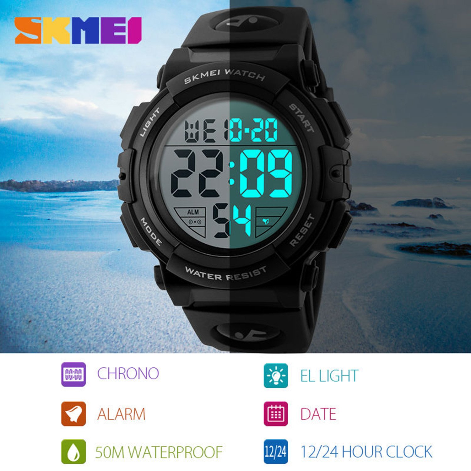 Foto 7 pulgar | Venta Internacional - Reloj Digital Gosasa Para Hombre Con Alarma Led Impermeable Y Cronómetro