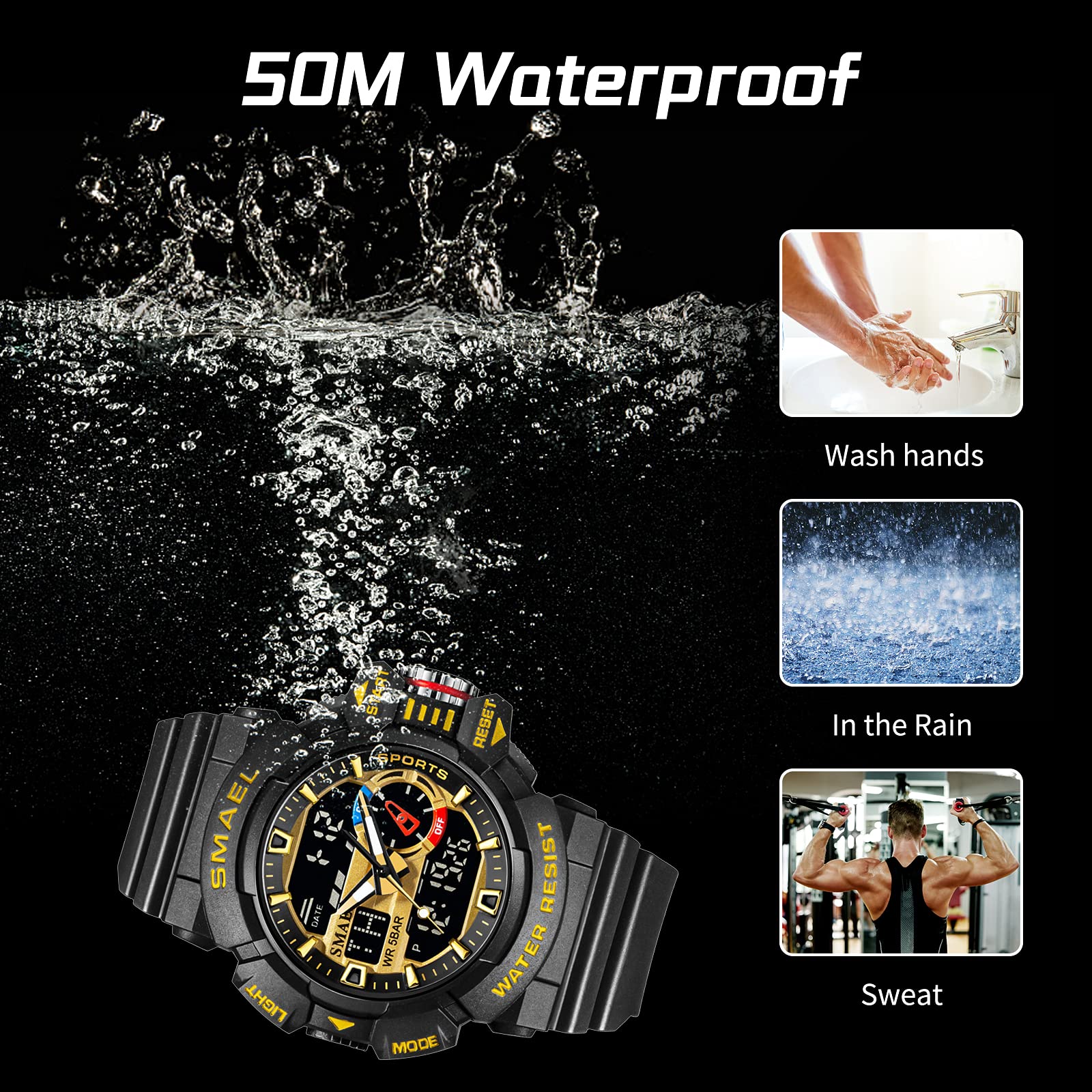 Foto 3 pulgar | Venta Internacional - Reloj Koodea 8043 Military Para Hombre, Resistente Al Agua, 30 M, Con Alarma