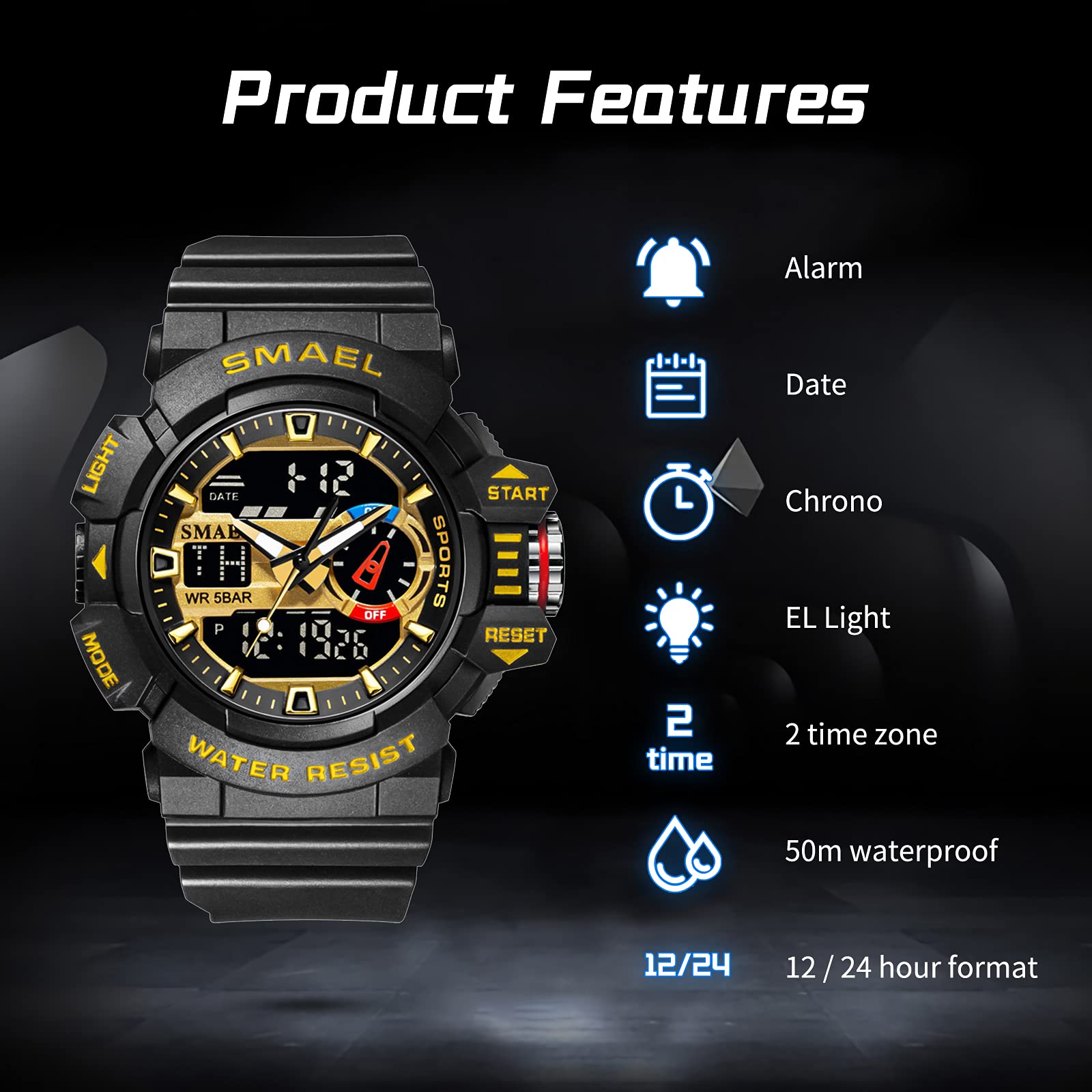 Foto 4 pulgar | Venta Internacional - Reloj Koodea 8043 Military Para Hombre, Resistente Al Agua, 30 M, Con Alarma