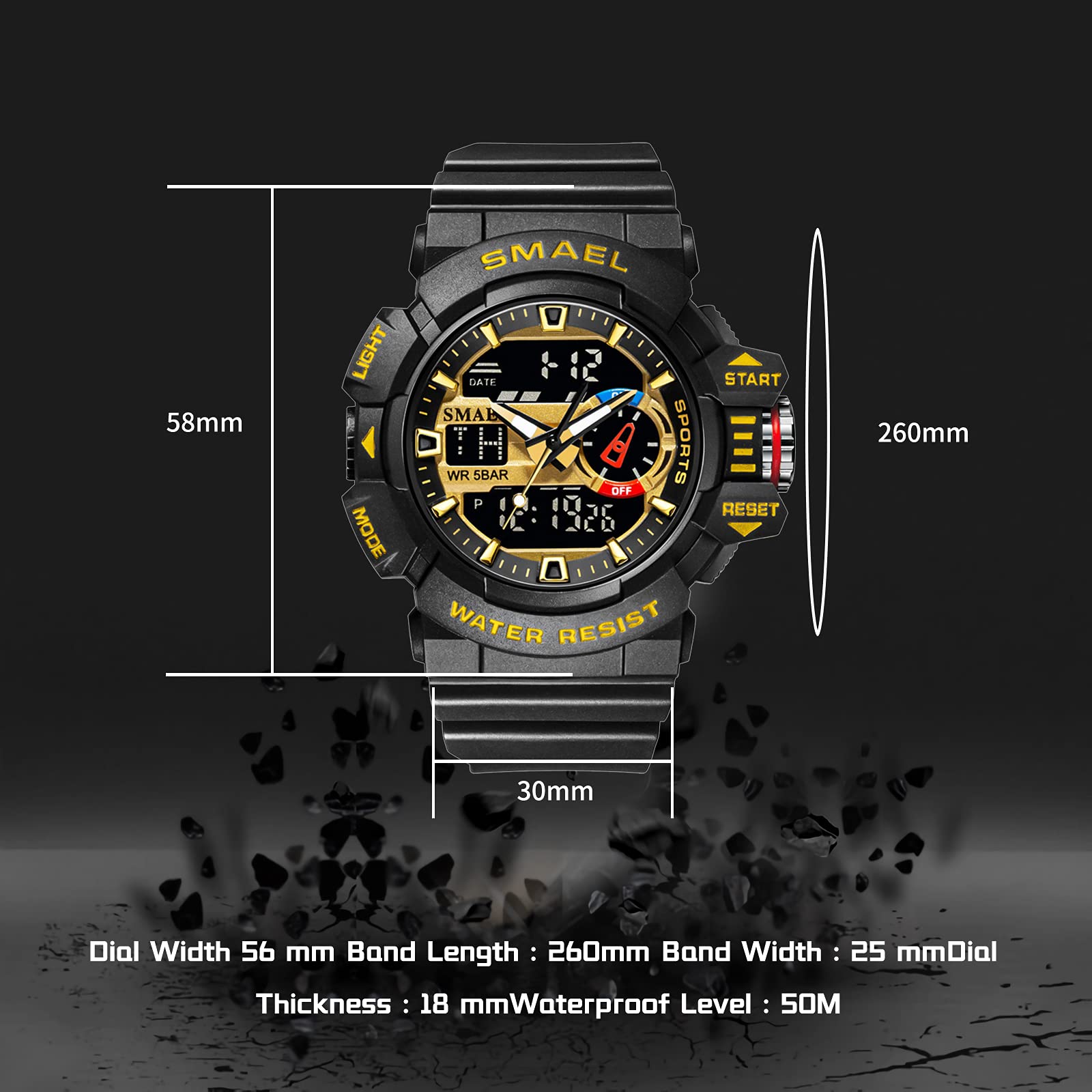 Foto 5 pulgar | Venta Internacional - Reloj Koodea 8043 Military Para Hombre, Resistente Al Agua, 30 M, Con Alarma