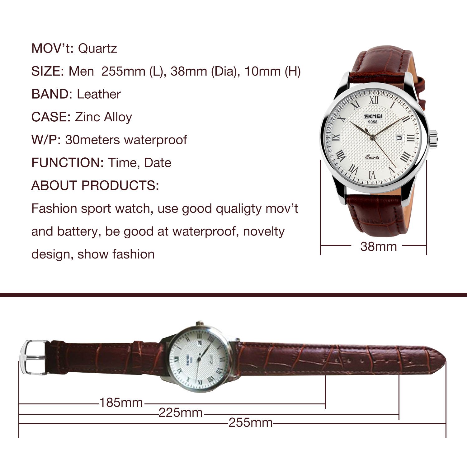 Foto 8 pulgar | Venta Internacional - Reloj Cofuo, Correa De Piel De Cuarzo Para Hombre, Resistente Al Agua Hasta 30 M