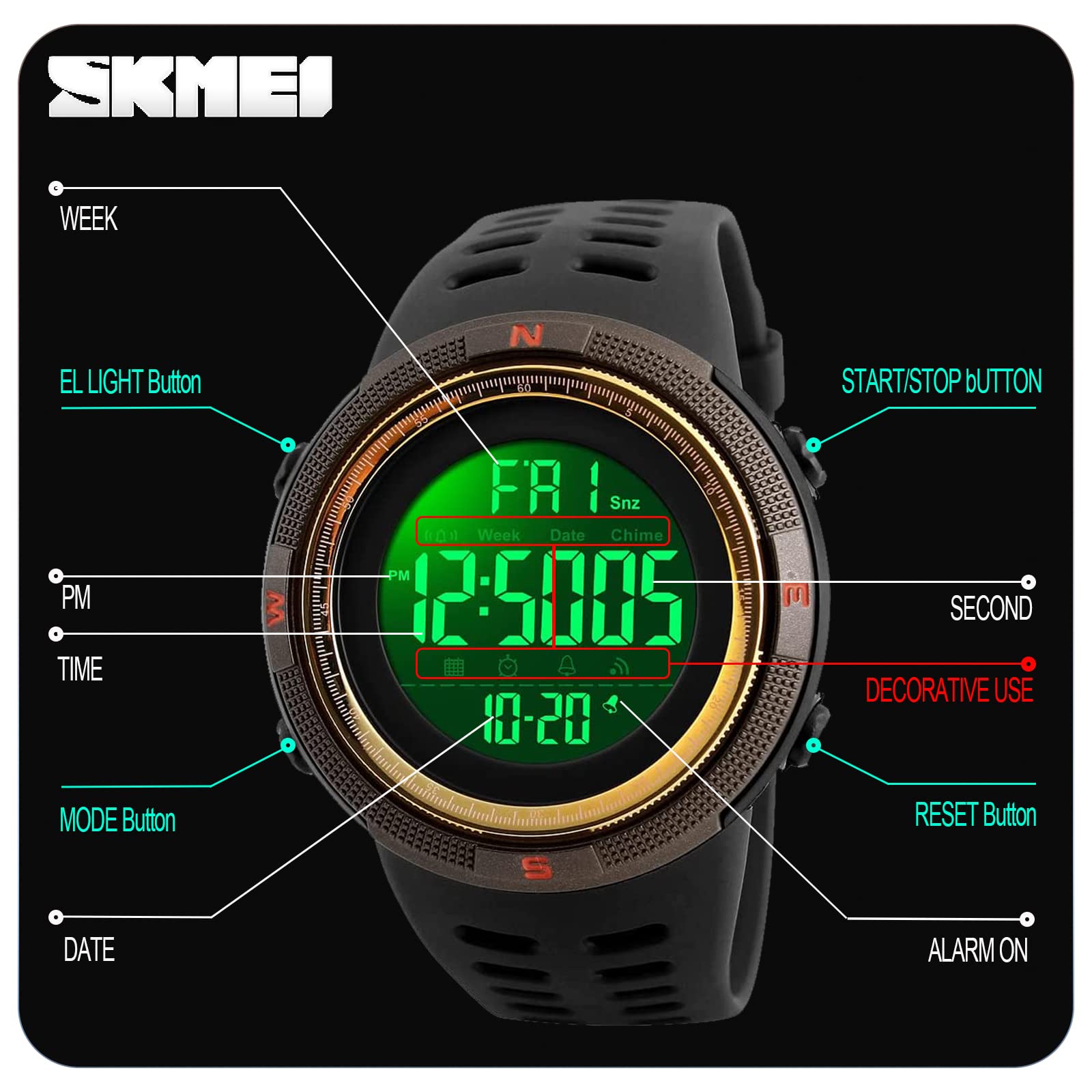 Foto 5 | Venta Internacional - Reloj Deportivo Digital Led Skmei Resistente Al Agua 50 M Para Hombre