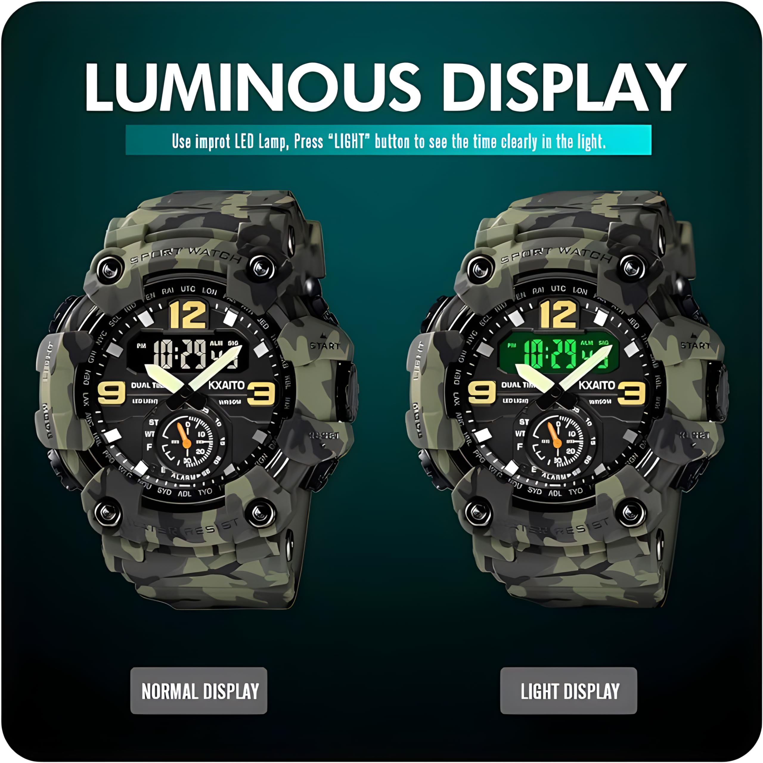 Foto 5 pulgar | Venta Internacional - Reloj Deportivo Gosasa Camouflage Green S-shock Waterproof