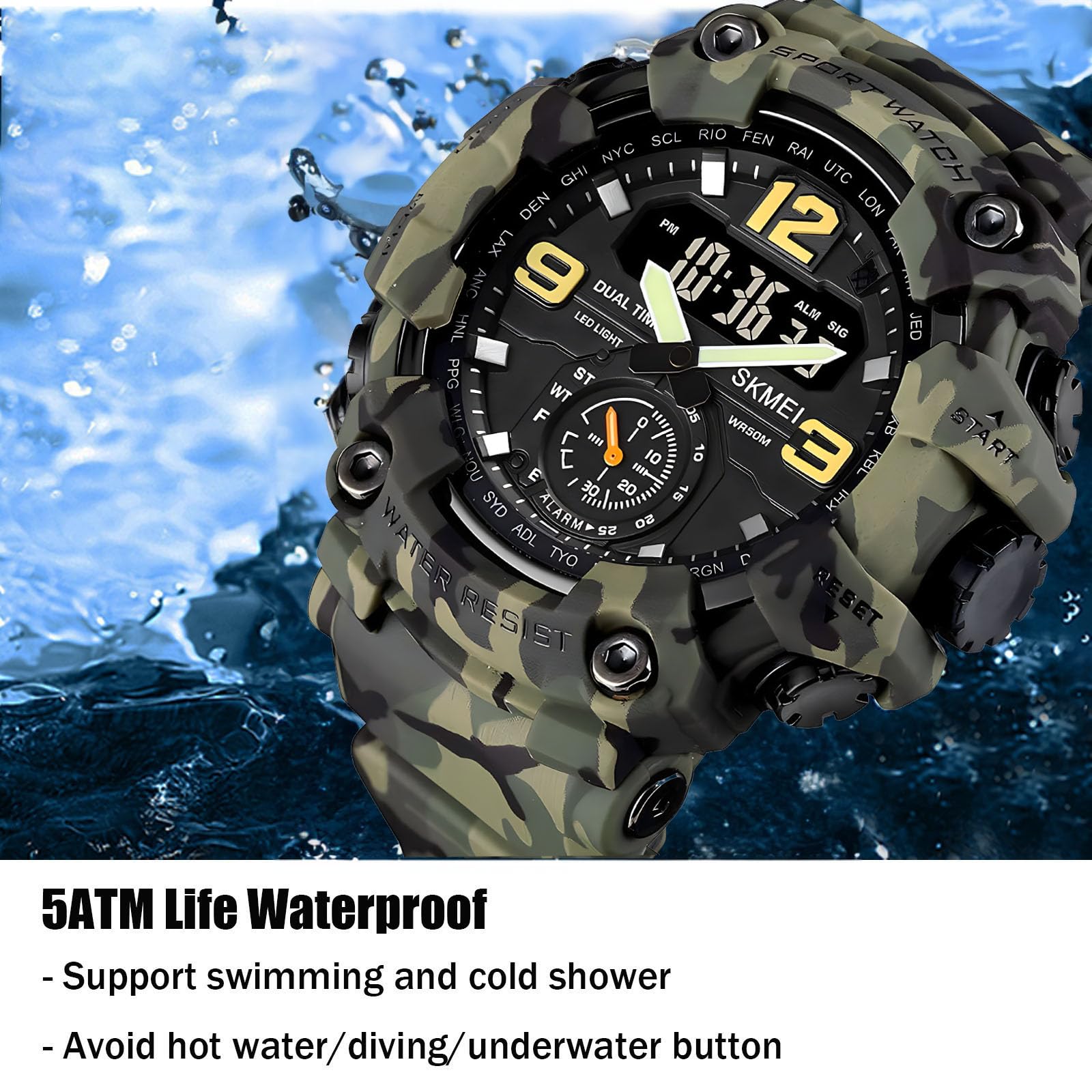 Foto 7 pulgar | Venta Internacional - Reloj Deportivo Gosasa Camouflage Green S-shock Waterproof