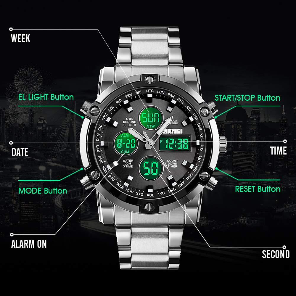 Foto 8 pulgar | Venta Internacional - Reloj Skmei Para Hombre, Impermeable, Militar, Analógico Y Digital