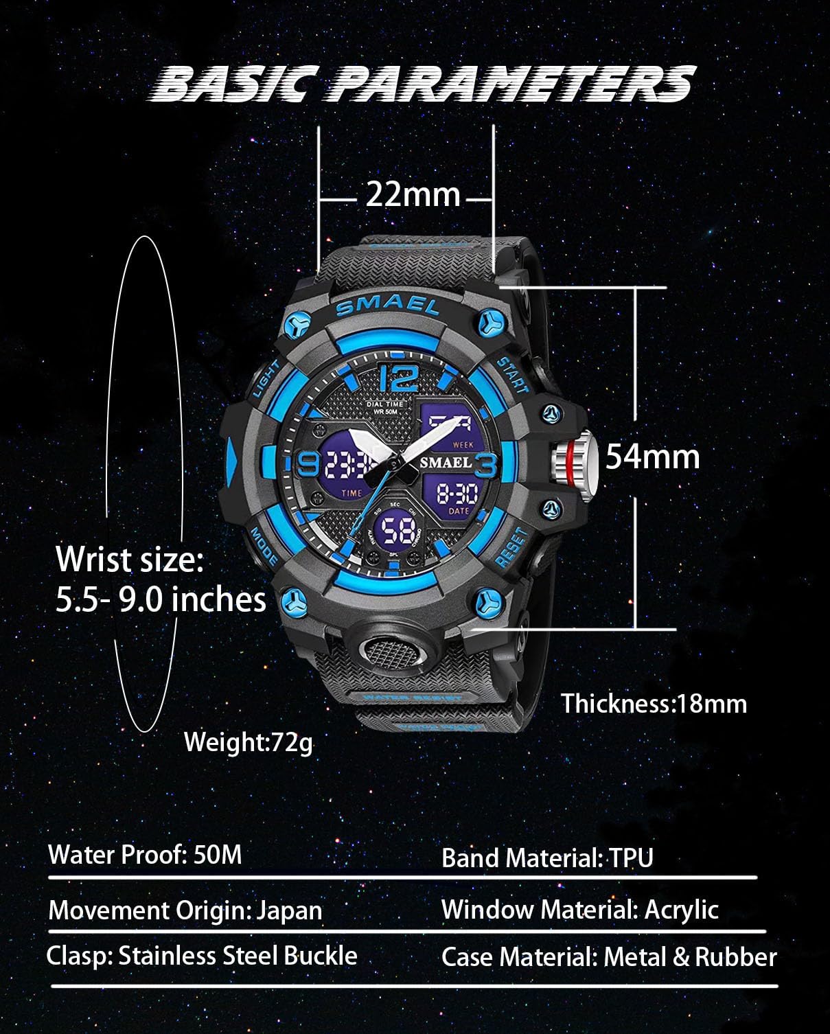 Foto 7 pulgar | Venta Internacional - Reloj Gosasa S-shock Para Hombre, Resistente Al Agua, Alarma, Led