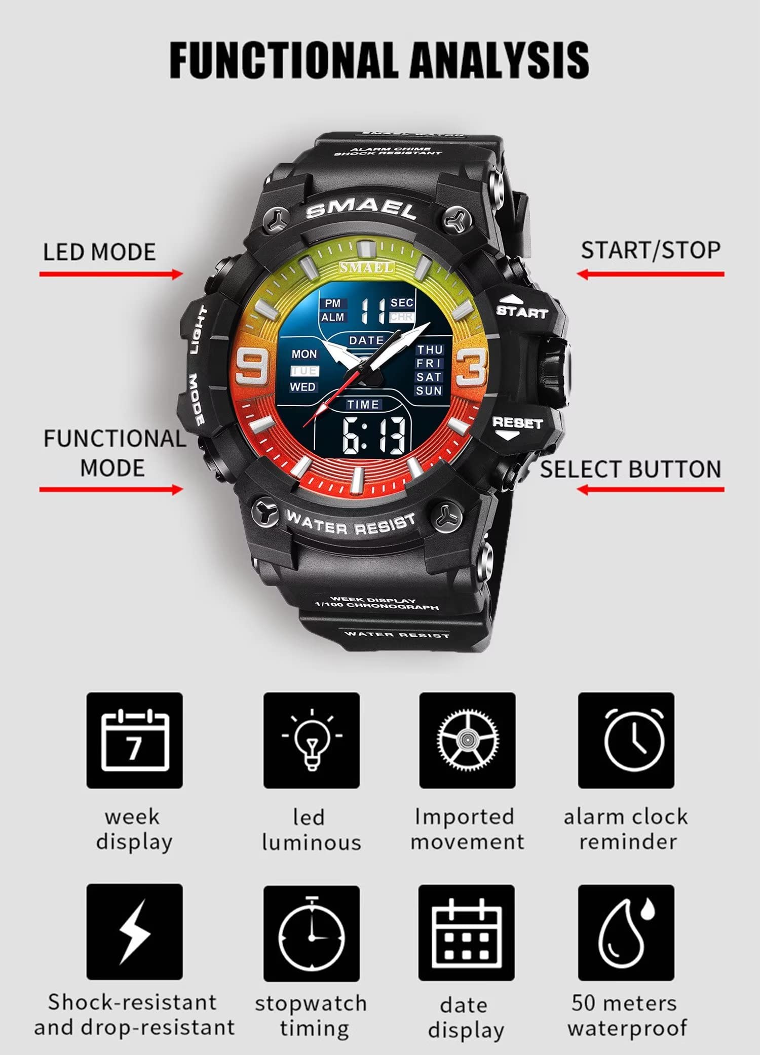 Foto 4 pulgar | Venta Internacional - Reloj Deportivo Hooshu Waterproof Military Para Hombre