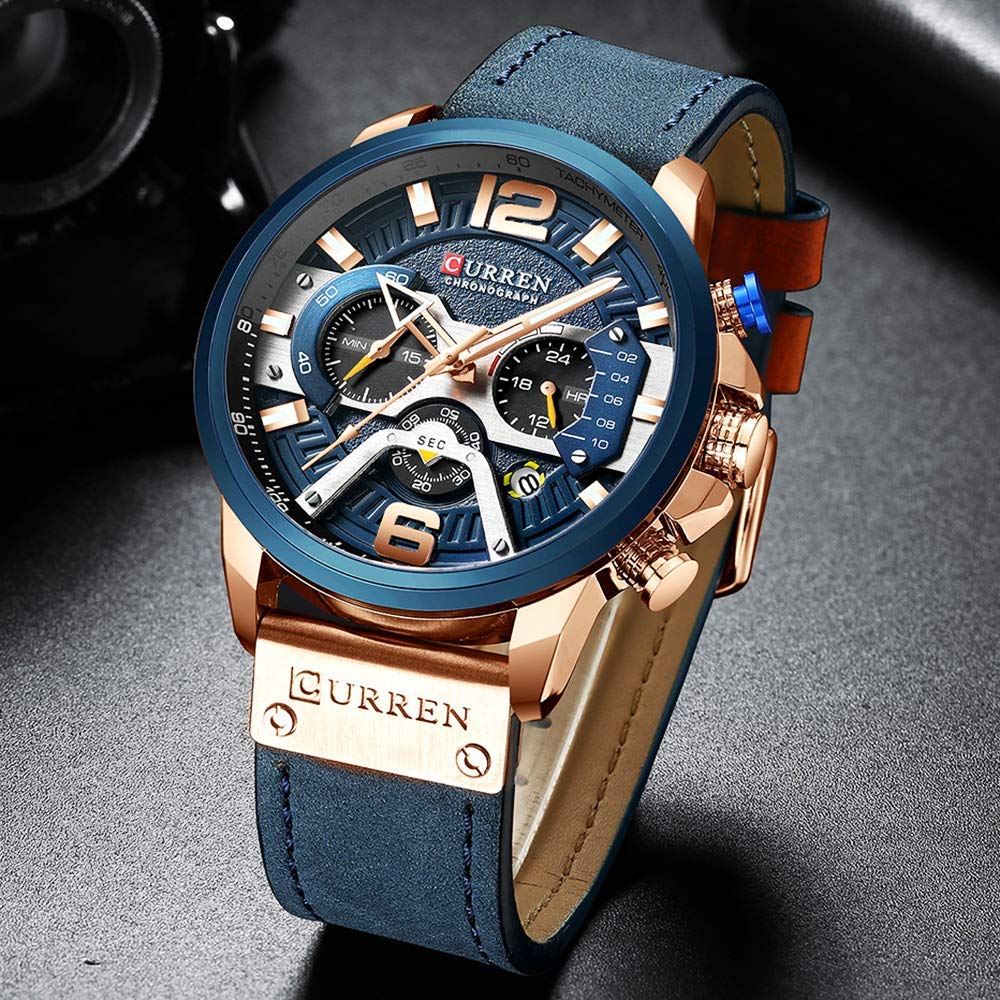 Foto 3 pulgar | Venta Internacional - Reloj Alps, Cronógrafo De Moda Empresarial Para Hombre, Piel Azul