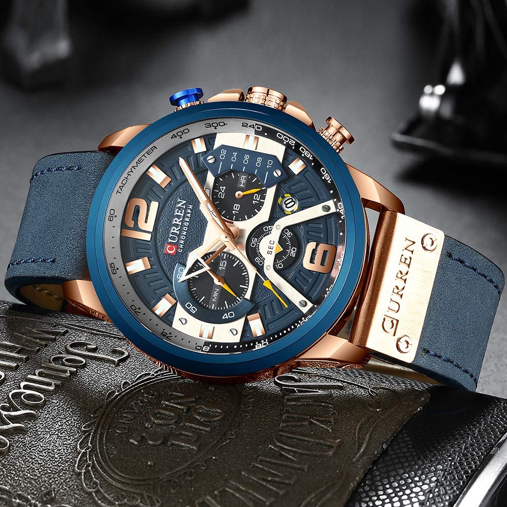 Foto 4 pulgar | Venta Internacional - Reloj Alps, Cronógrafo De Moda Empresarial Para Hombre, Piel Azul