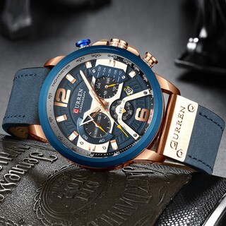 Foto 3 | Venta Internacional - Reloj Alps, Cronógrafo De Moda Empresarial Para Hombre, Piel Azul