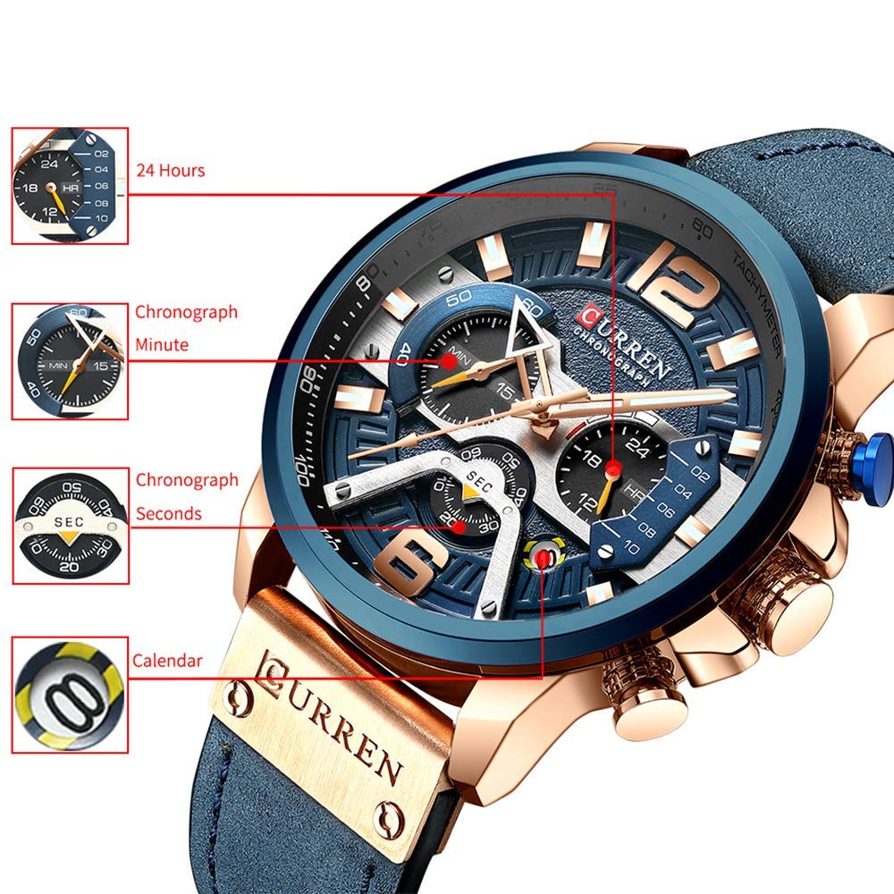Foto 6 pulgar | Venta Internacional - Reloj Alps, Cronógrafo De Moda Empresarial Para Hombre, Piel Azul