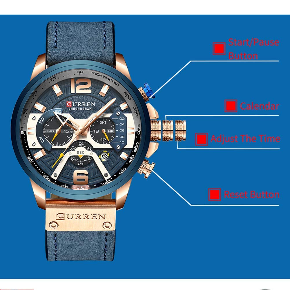 Foto 7 pulgar | Venta Internacional - Reloj Alps, Cronógrafo De Moda Empresarial Para Hombre, Piel Azul