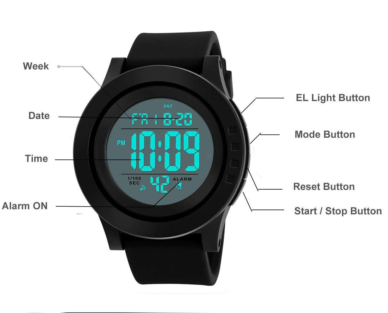 Foto 4 | Venta Internacional - Reloj De Pulsera Aposon Lymfhch Para Hombre, Digital, Deportivo, Led, 5 Atm