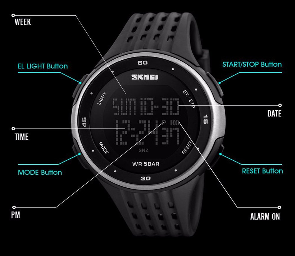 Foto 3 | Venta Internacional - Reloj Deportivo Cakcity 1219 Impermeable 50 M Led Para Hombre