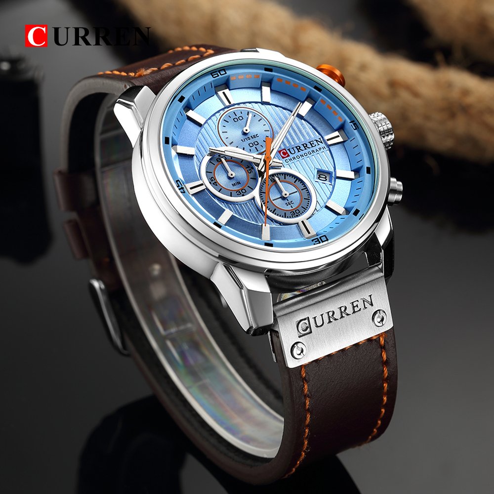 Foto 5 pulgar | Venta Internacional - Reloj De Pulsera Crrju Chronograph Quartz De Cuero Marrón Para Hombre