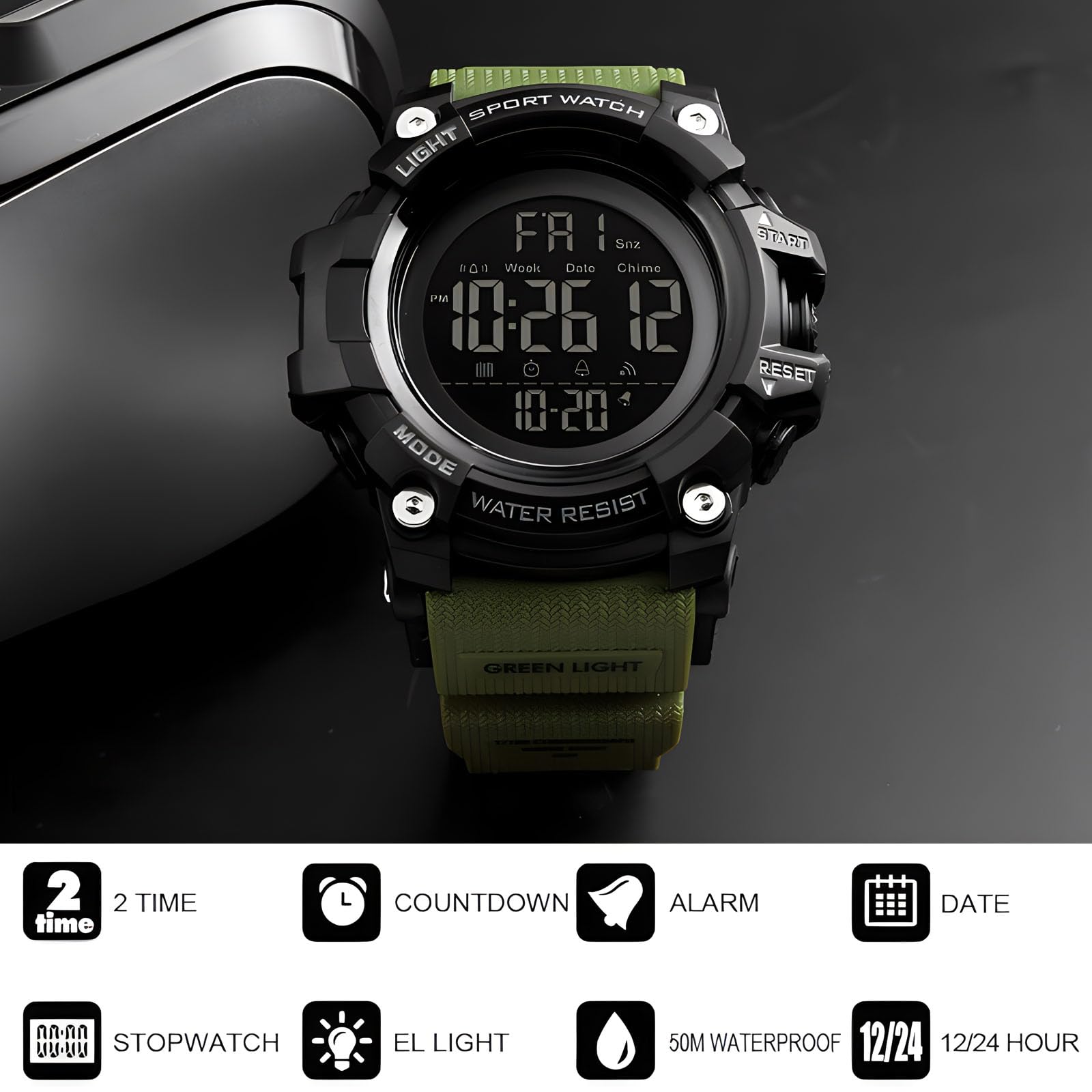 Foto 4 pulgar | Venta Internacional - Reloj Gosasa S Shock Big Dial Digital, 50 M, Resistente Al Agua Para Hombre