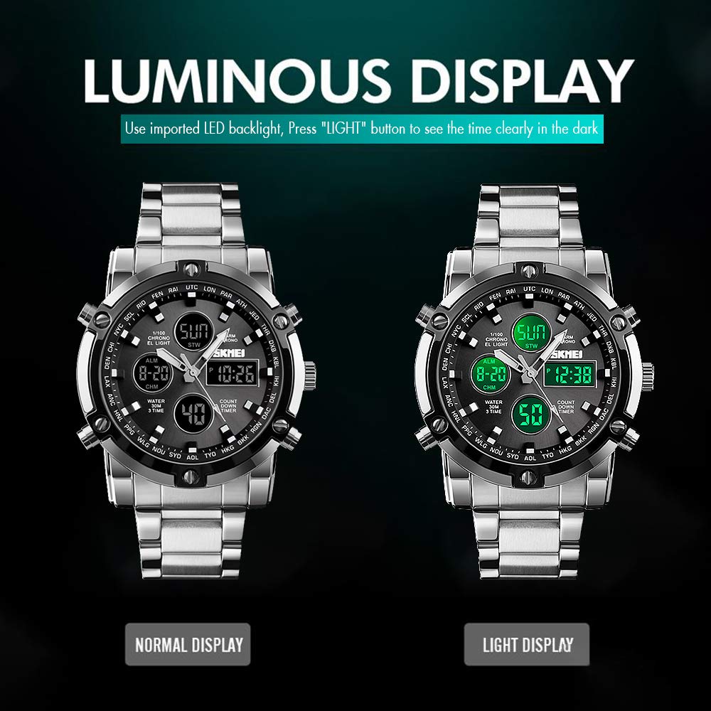 Foto 3 | Venta Internacional - Reloj Bozlun Analógico Digital Para Hombre Con 3 Zonas Horarias De 48 Mm