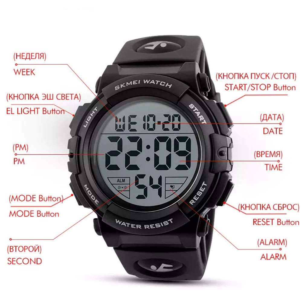 Foto 4 pulgar | Venta Internacional - Reloj Fanmis Big Face Digital Sports Para Hombre, 50 M, Resistente Al Agua