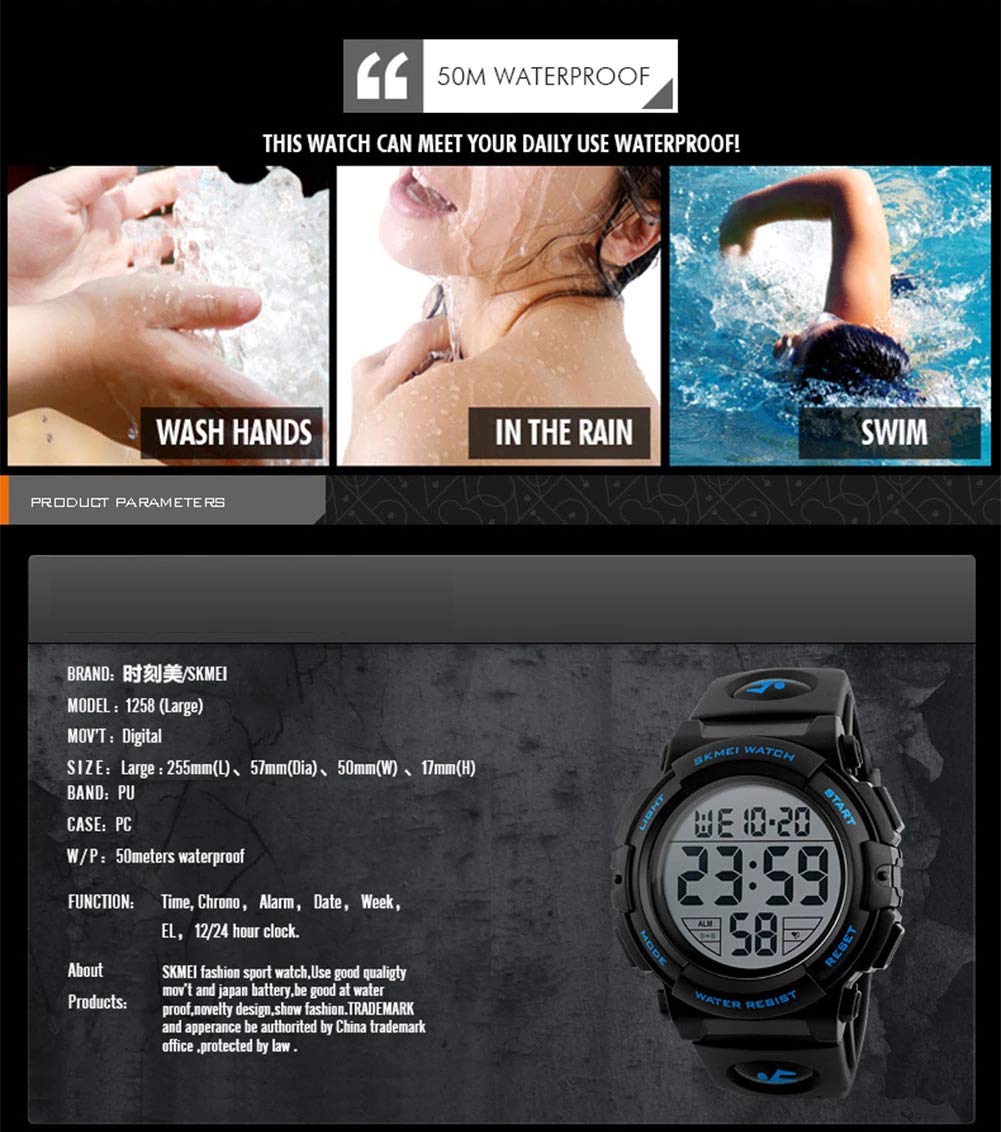 Foto 7 pulgar | Venta Internacional - Reloj Fanmis Big Face Digital Sports Para Hombre, 50 M, Resistente Al Agua