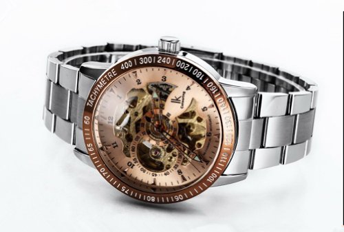 Foto 2 | Venta Internacional - Reloj Ik Colouring Para Hombre, Hueco, Café, Esfera Dorada, Plateada