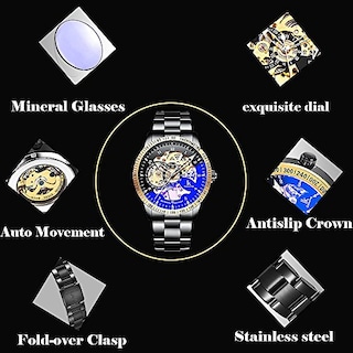 Foto 3 | Venta Internacional - Reloj Mastop Para Hombre Con Esfera Luminosa En Forma De Esqueleto, Con Cuerda Automática, 3 Atm