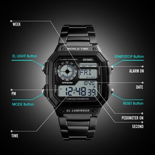 Foto 6 | Venta Internacional - Reloj Deportivo Yooten Word Time Con Alarma Digital De Doble Hora Para Hombre
