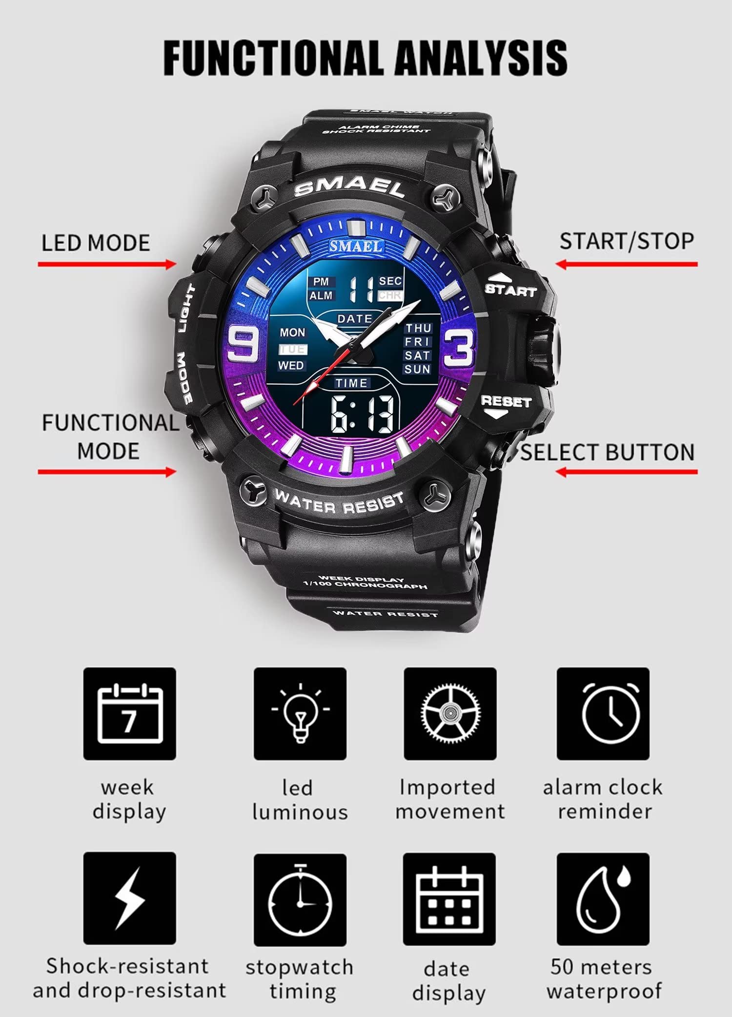 Foto 4 pulgar | Venta Internacional - Reloj Deportivo Hooshu Waterproof Military Para Hombre