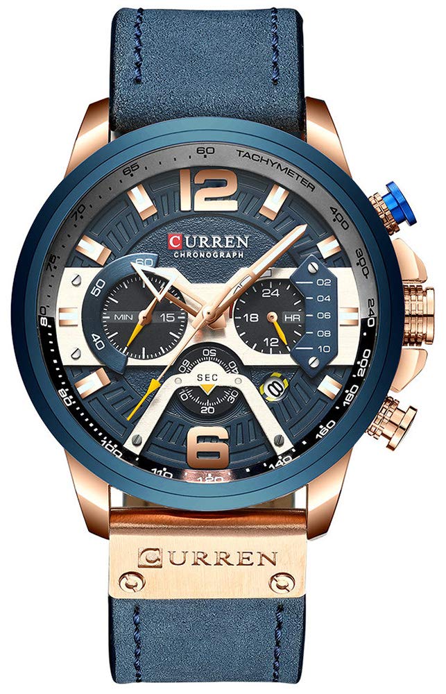 Foto 2 pulgar | Venta Internacional - Reloj Curren Fashion, Cronógrafo De Lujo De Piel, Resistente Al Agua