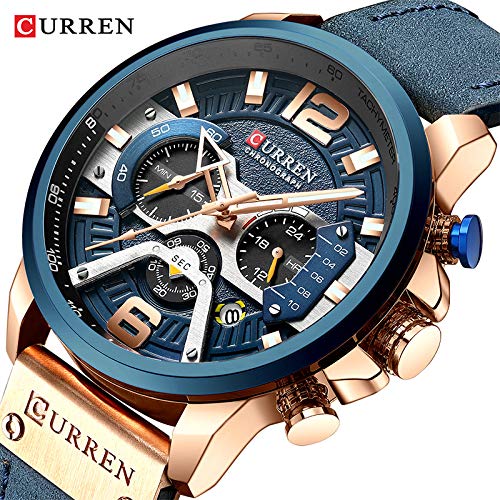 Foto 2 | Venta Internacional - Reloj Curren Fashion, Cronógrafo De Lujo De Piel, Resistente Al Agua