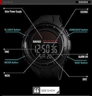 Foto 8 | Venta Internacional - Reloj Pasoy Solar Digital Para Hombre Con Luz De Fondo Resistente Al Agua