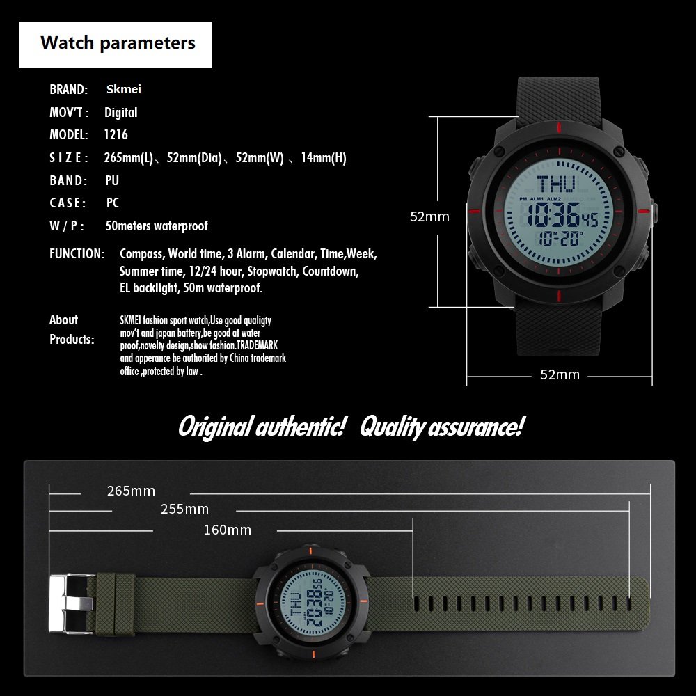 Foto 8 pulgar | Venta Internacional - Reloj Deportivo Skmei Compass 50 M Impermeable Para Hombre Negro