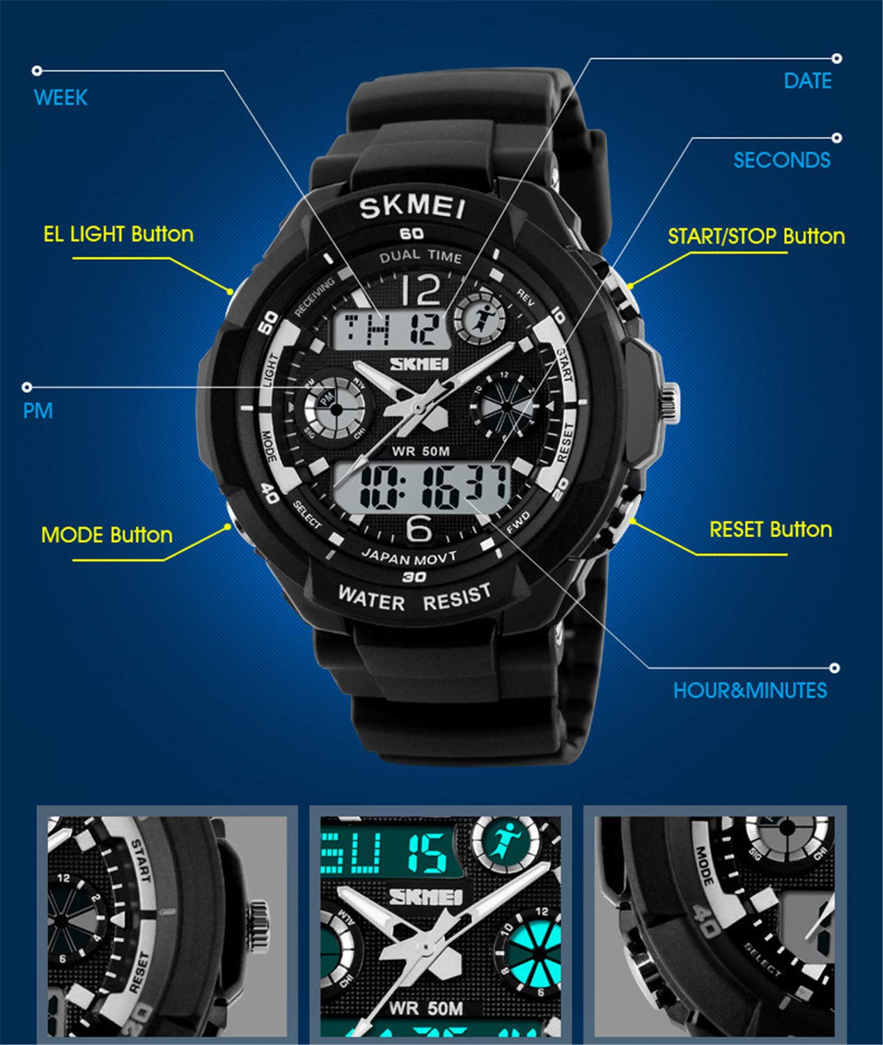 Foto 3 | Venta Internacional - Reloj Deportivo Aposon Military Dual Time Led A Prueba De Agua