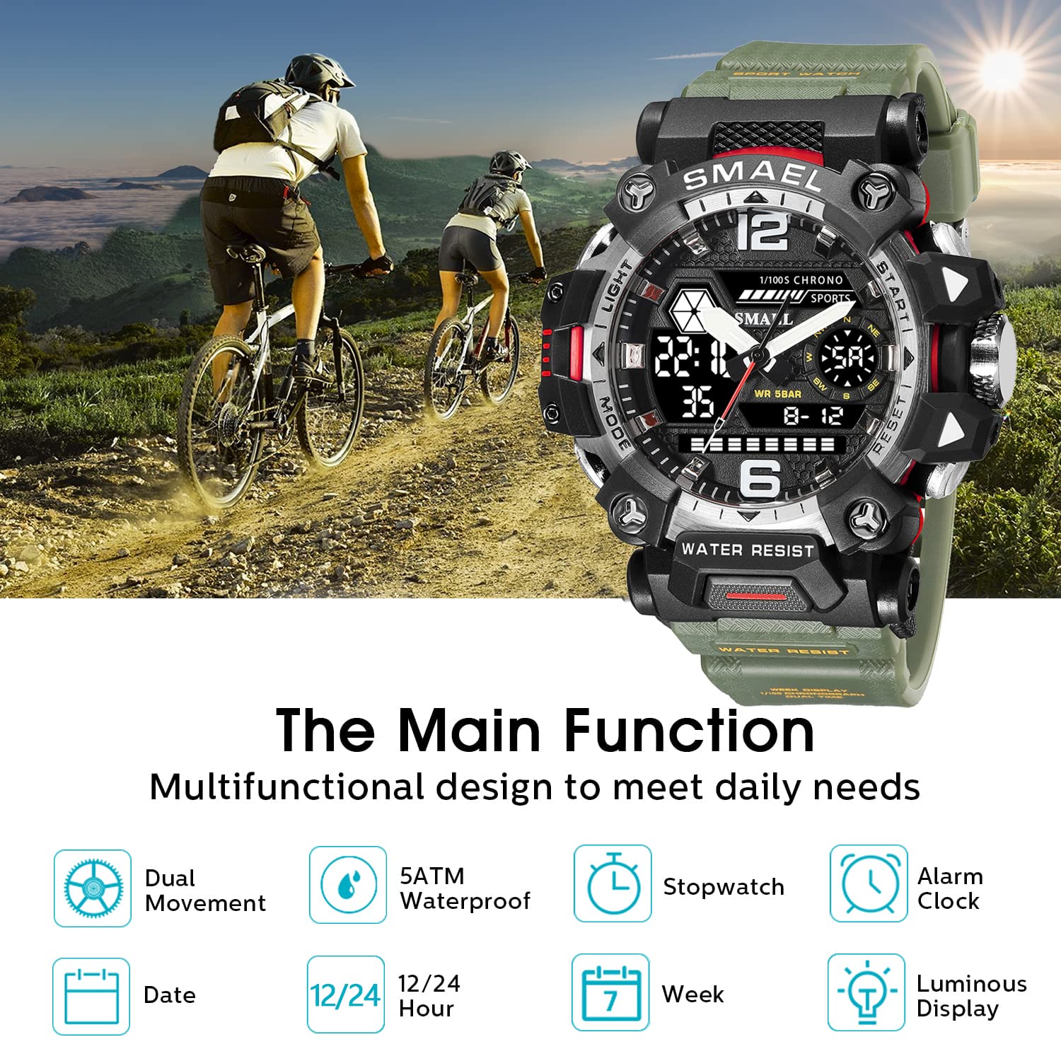 Foto 5 pulgar | Venta Internacional - Reloj Deportivo Smael 8072 Impermeable Led Digital Para Hombre