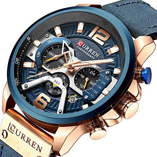 Foto 3 pulgar | Venta Internacional - Correa De Piel Watch Curren Chronograph Para Hombre