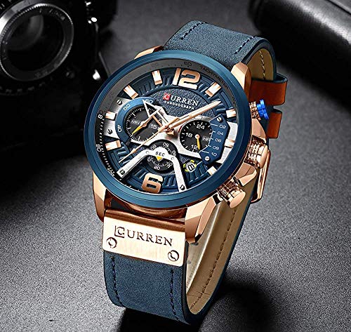 Foto 4 pulgar | Venta Internacional - Correa De Piel Watch Curren Chronograph Para Hombre