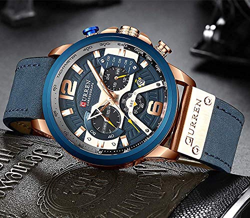 Foto 5 pulgar | Venta Internacional - Correa De Piel Watch Curren Chronograph Para Hombre