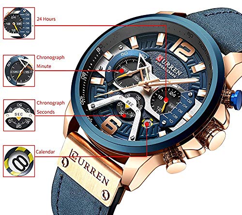 Foto 7 pulgar | Venta Internacional - Correa De Piel Watch Curren Chronograph Para Hombre