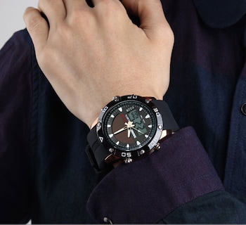 Foto 4 | Venta Internacional - Reloj Bounabay Solar Power Military Dual Time Para Hombre, 5 Atm