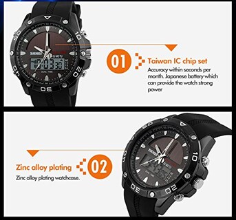 Foto 6 | Venta Internacional - Reloj Bounabay Solar Power Military Dual Time Para Hombre, 5 Atm