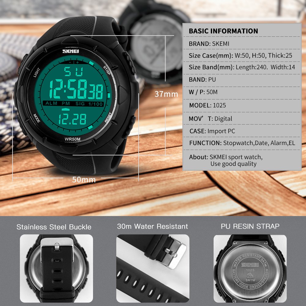 Foto 8 pulgar | Venta Internacional - Reloj Digital Skmei Para Hombre Con Cronógrafo Impermeable, 50 M, Alarma