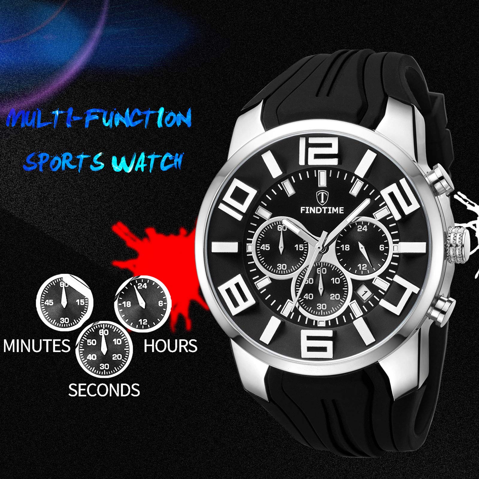 Foto 6 pulgar | Venta Internacional - Reloj Deportivo Findtime Negro Para Hombre Chronograph 3atm Waterpro